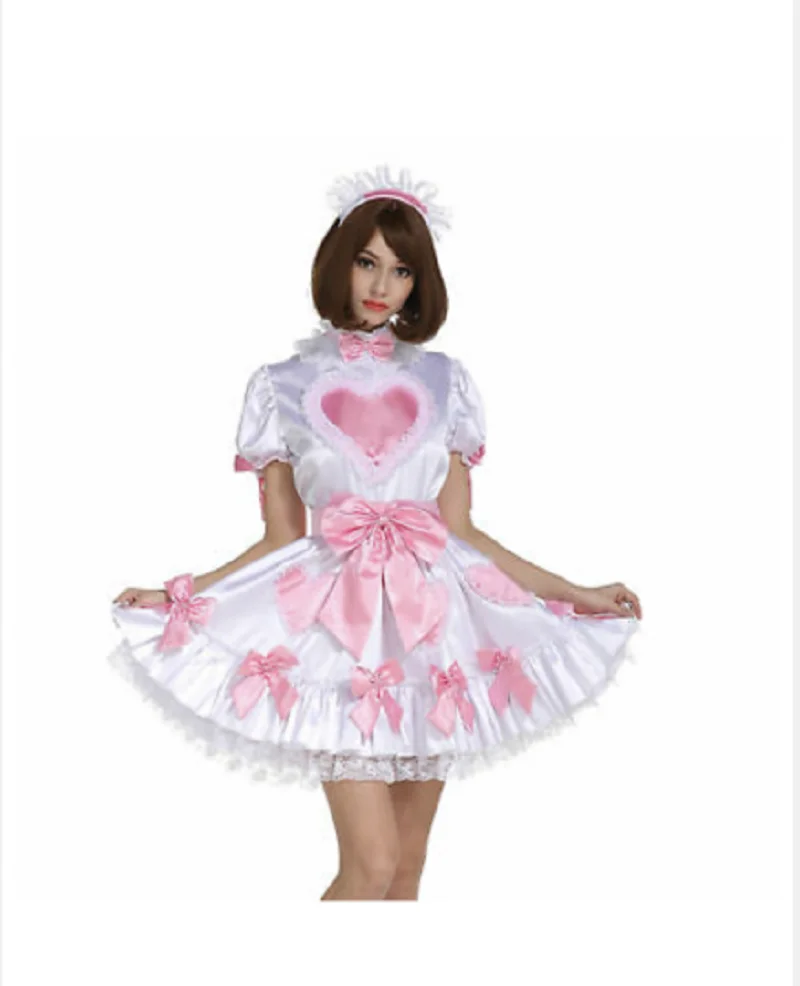 

french hot sale sissy sexy maid cosplay girl amazing heart fantasy dress drag transgender custom glamour halloween