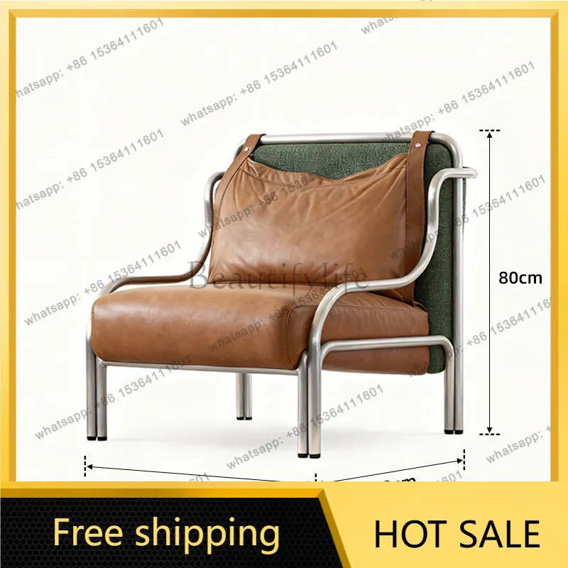 YJ Midcentury Two‑Tone Retro Designer Single Sofa Armchair Leisure Chair For Home Living Room Furniture