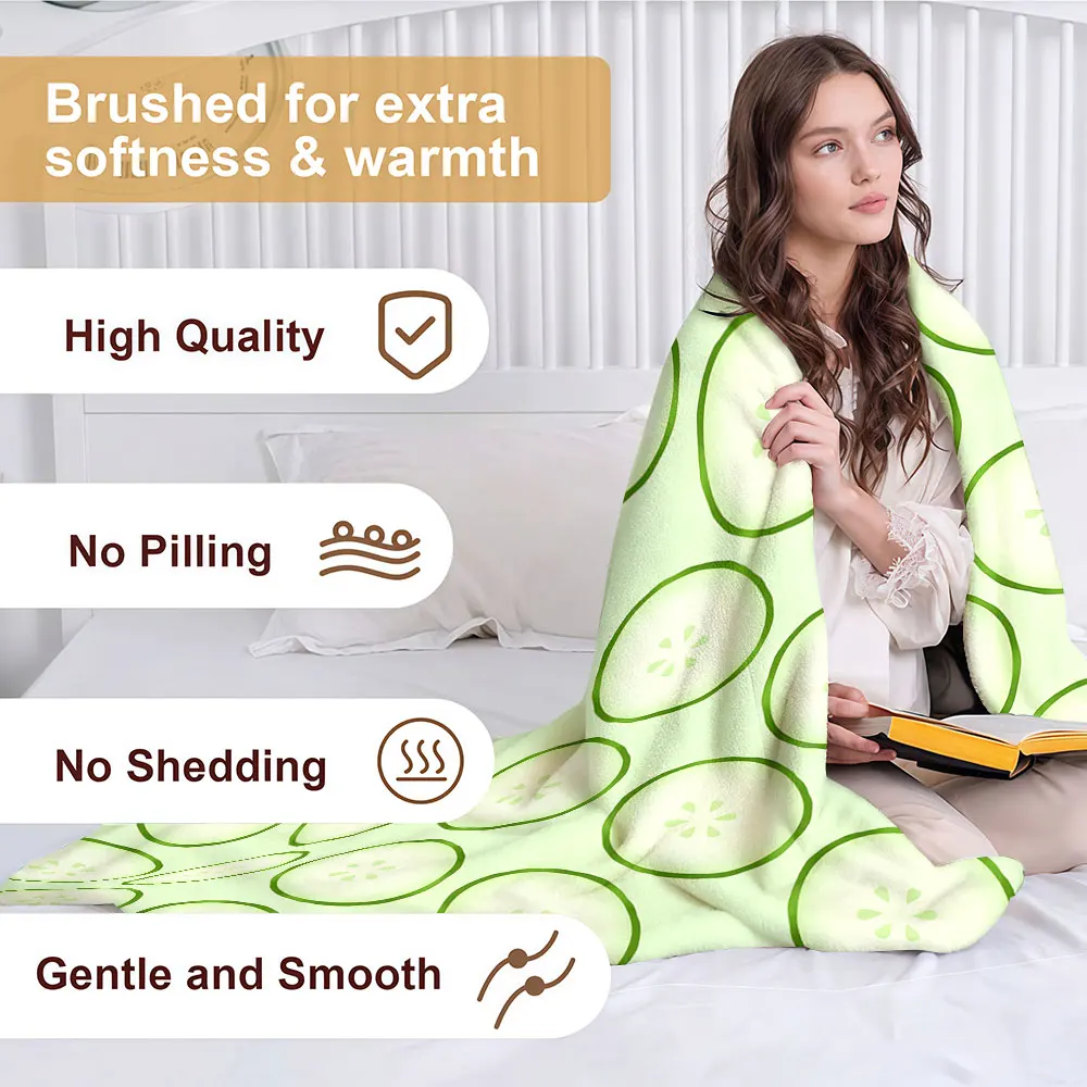 Cucumber Slice Soft Warm Flannel Blanket Lightweight Cozy Christmas Halloween Home Decor Room