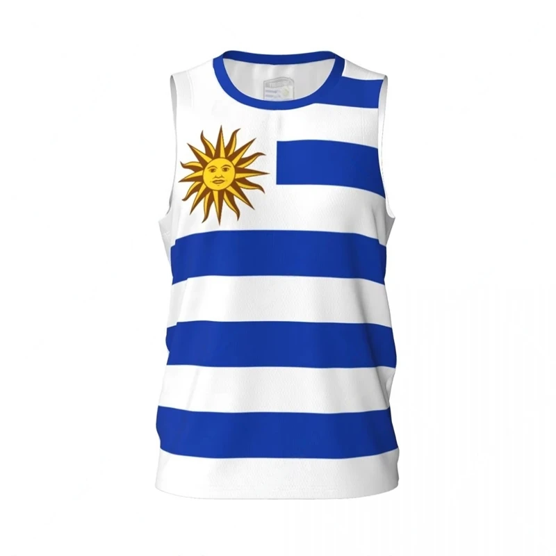 Uruguay Flag Basketball Tank Tops Summer Fashion National Emblem 3D Printed Sleeveless T Shirts Loose Quick Dry Sports Vest Tees