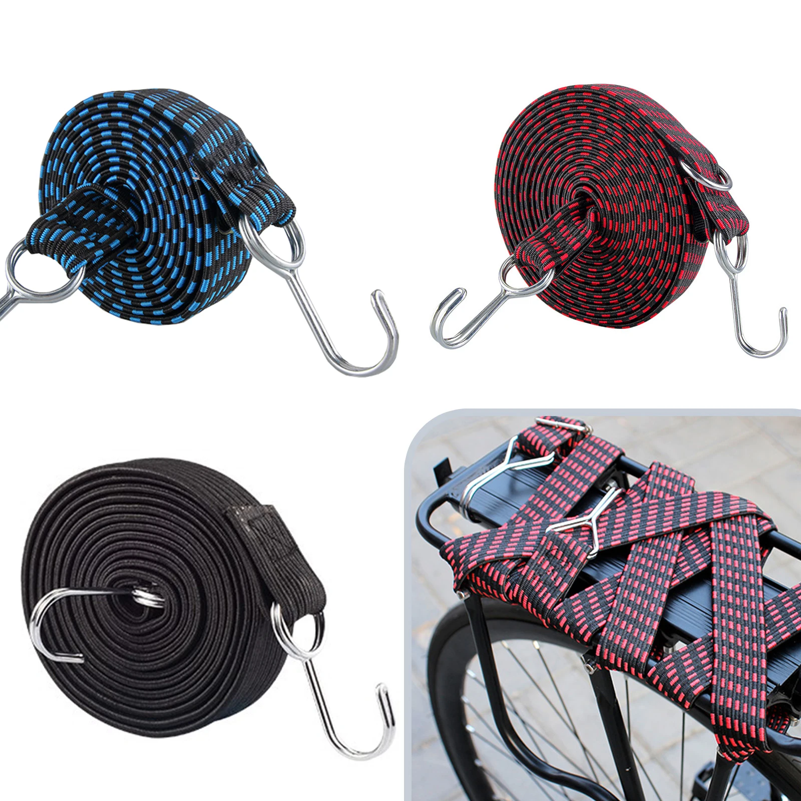 Bungee Cords with Hooks Heavy Duty Rope Elastic Bungee Straps Flat Bungy Cord Hook Elasticated Bungees Luggage Strap