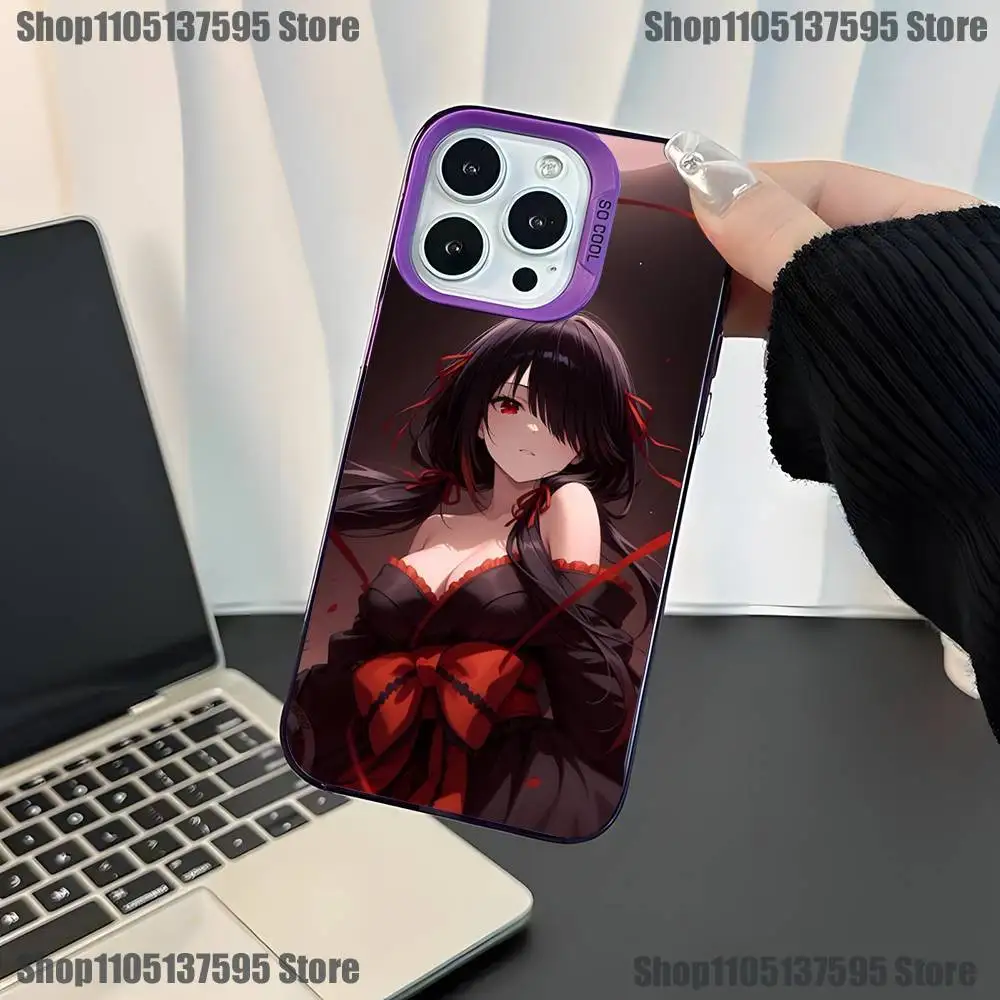 Custodia per telefono Anime Kurumi Tokisaki per iPhone 17,16,15,14,13,12,11, Mini,Pro,E,SE4,XS,MAX Purple Candy Cover opaca