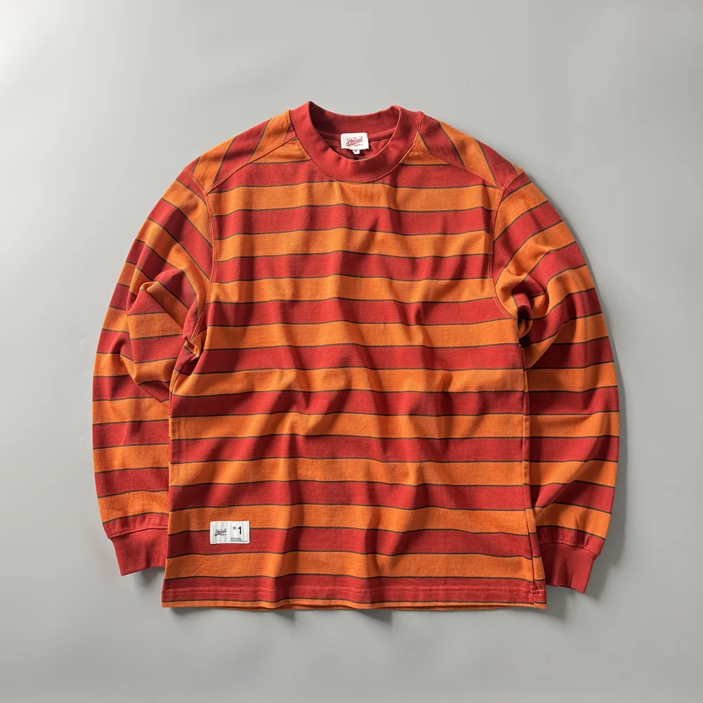 

Waed Long Sve T-irt L762 Vintage Stripes Oversize Loose round Ne Base irt Spring Autumn Men's Faion Breathable C...
