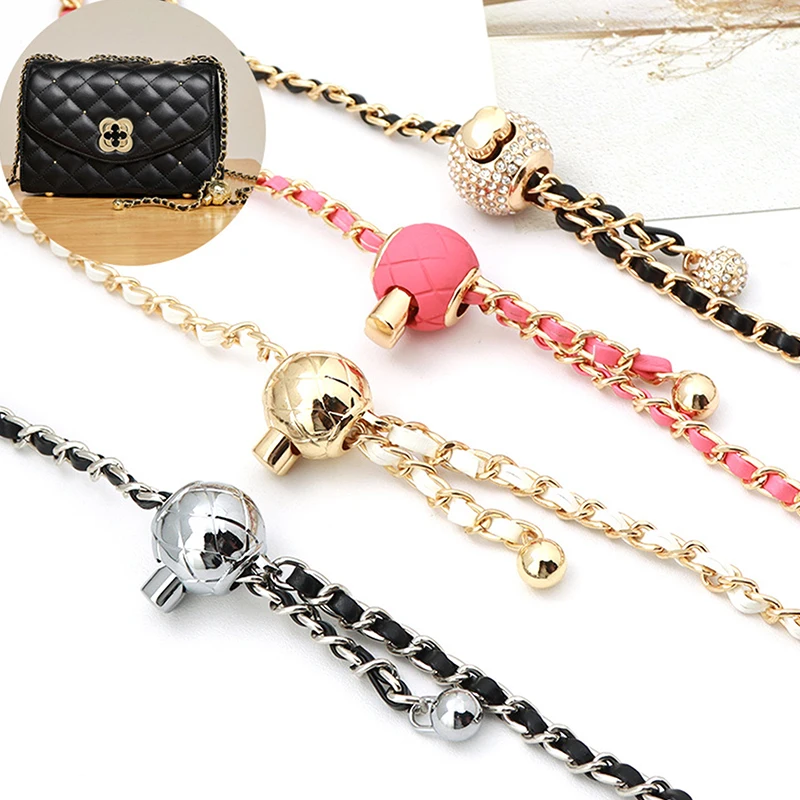 120CM Purse Chain Strap Crossbody Handbag Chains Replacement Leather Shoulder Bag Chain Straps Chic Golden Ball Bag Accessories