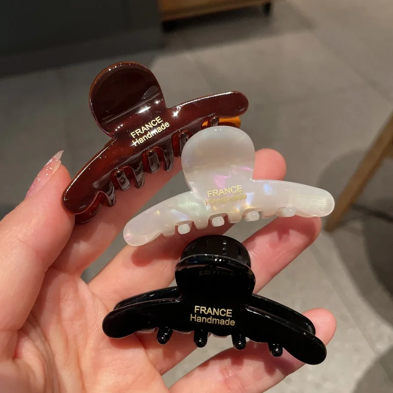 Girl Colorful Acetate Hair Claw Clips FRANCE Handmarked Strong Hold Hair Catch Barrettes For Women Thick Hair Daily Styling ZX07
