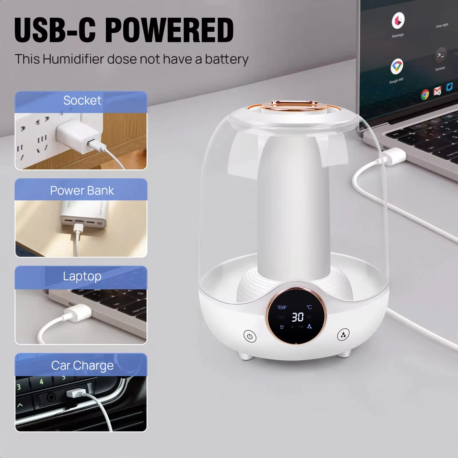 Umidificatori 3 IN 1 umidificatori a nebbia fredda per camera da letto, umidificatore d'aria a nebbia fredda da 3 litri e Desktop da interno silenzioso per piante