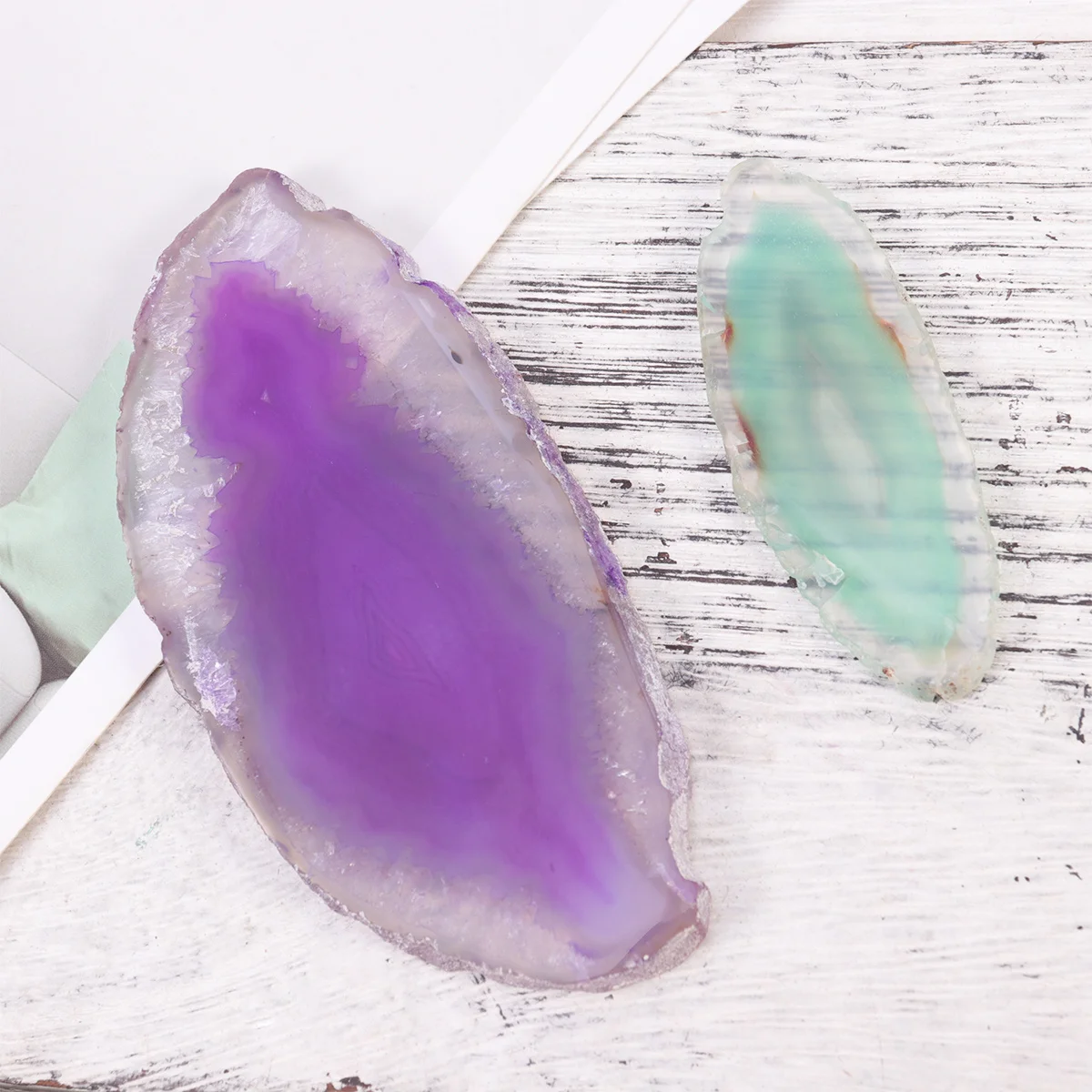 

9 шт. красочные натуральные ломтики агата, окрашенные в Бразилии драгоценные камни, кулон с колокольчиком ветра, цепочка для свитера, аксессуары, подставки, держатель для салфеток