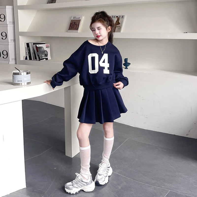 teen girls Hoodie set sweatshirt+Pleated skirt junior kids clothes suit child outfits adolecentes 4-14 menina juvenil conjuntos