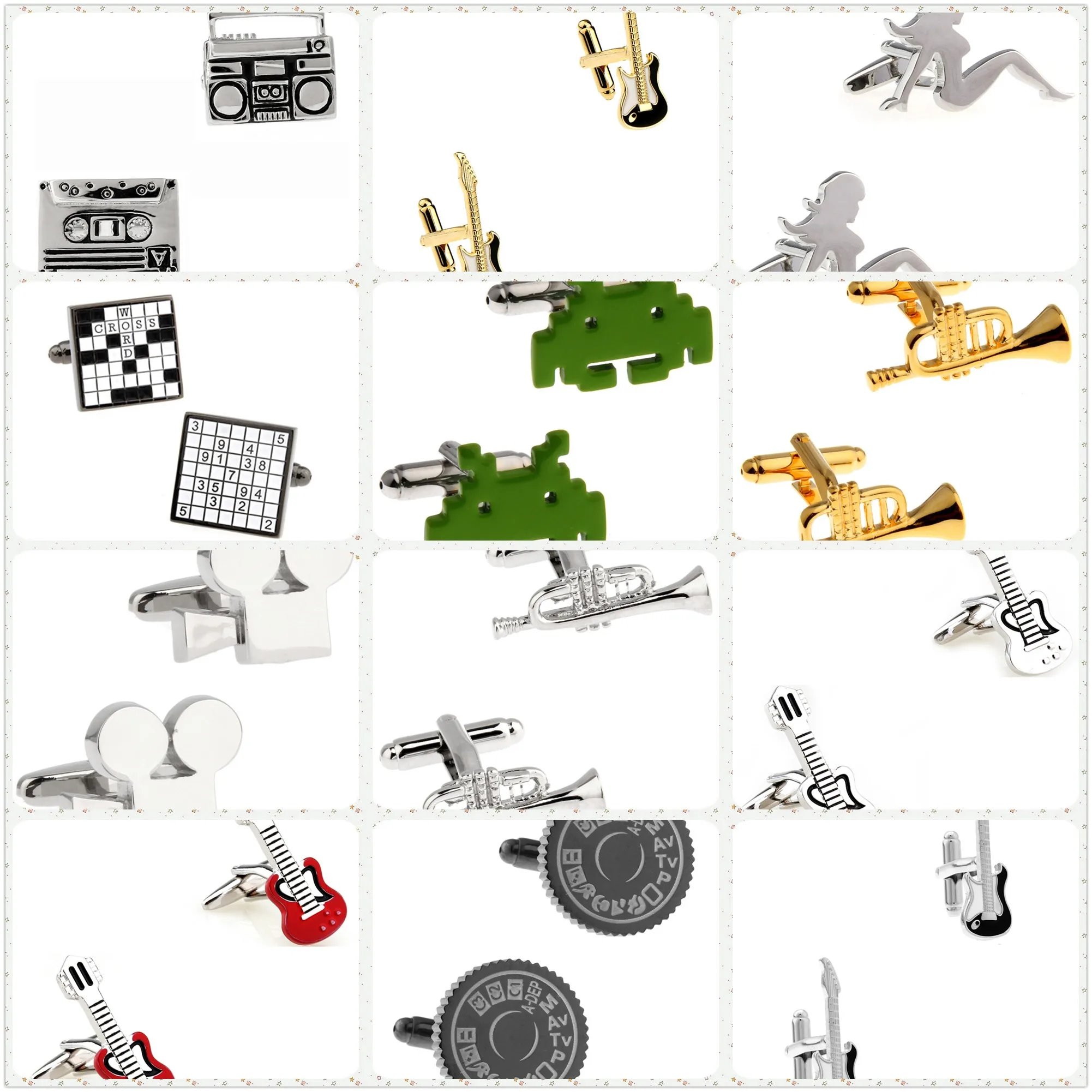 12 Styles TZG Fashion Music Cufflink Mens Cuff Link 1 Pair