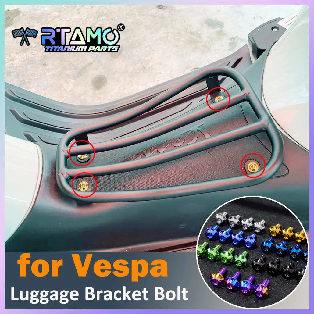 RTAMO Titanium Alloy Bolt Luggage Bracket Screw M5X25 Fit for Vespa Sprint150 Primavera150 GTS300 GTV300 Front Foot Legshie Rack