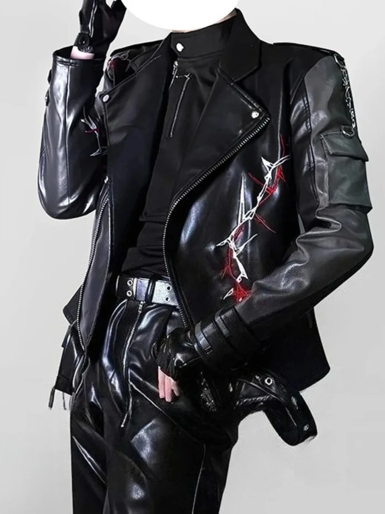 

Love And Deepspace Sylus Cosplay Costume Adult Unisex PU Jackets Long Sleeve Casual Top Bomber Coat for シン 진운 Halloween Clothes