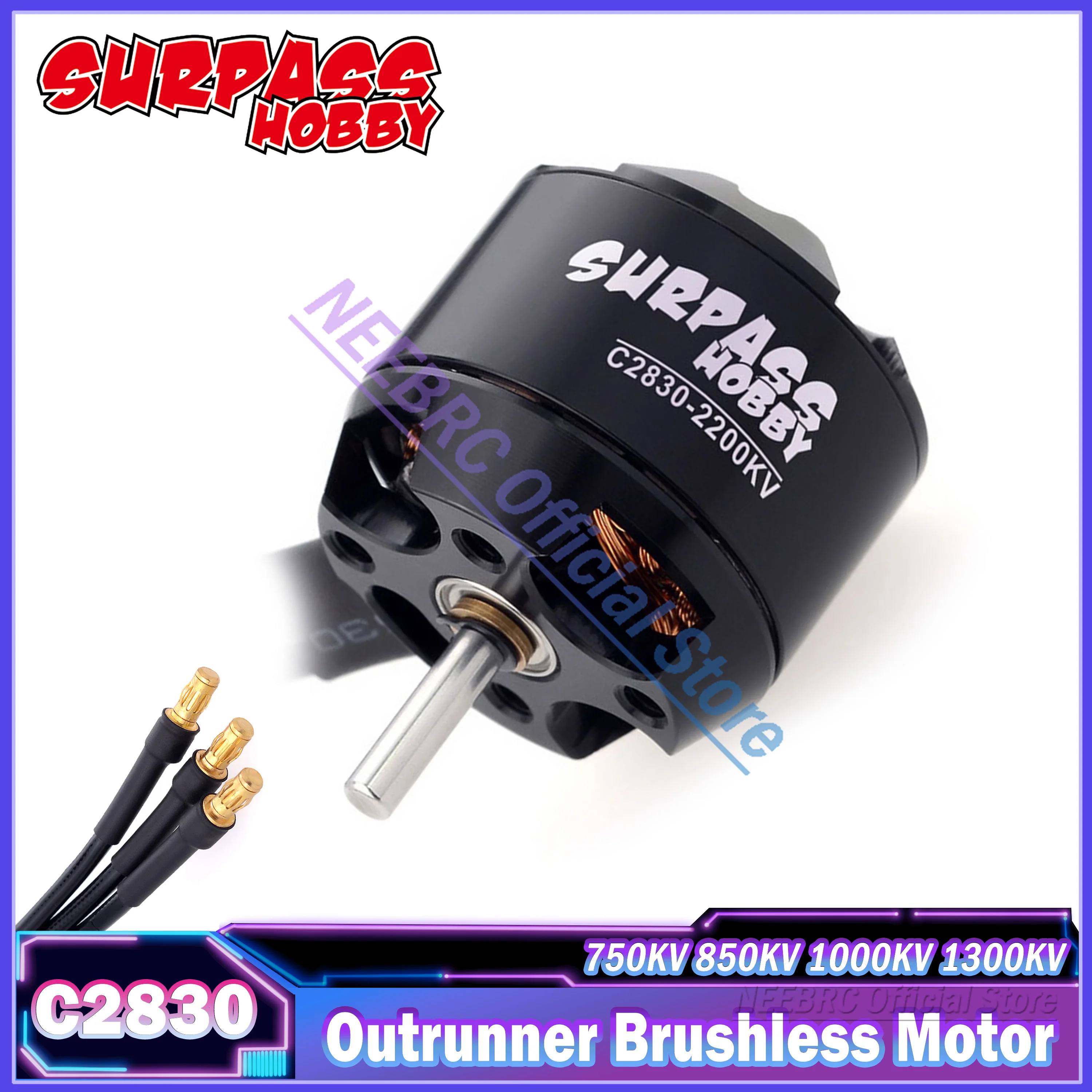 SURPASS HOBBY 2830 750KV 850KV 1000KV 1300KV Outrunner Brushless Motor for RC 300g-700g Airplane Fixed-wing Glider Warbirds Toys