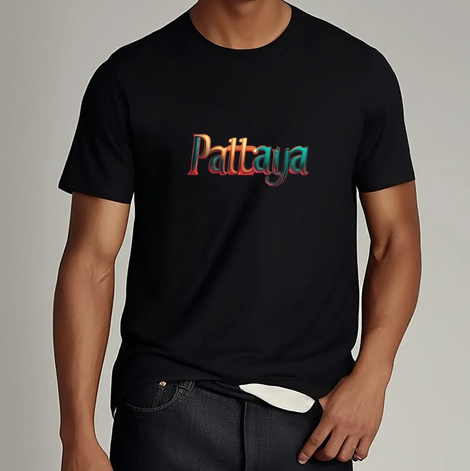 

Pattaya Colorful Gradient Letter T-Shirt Thailand Beach Graphic Tee Unisex Shirt