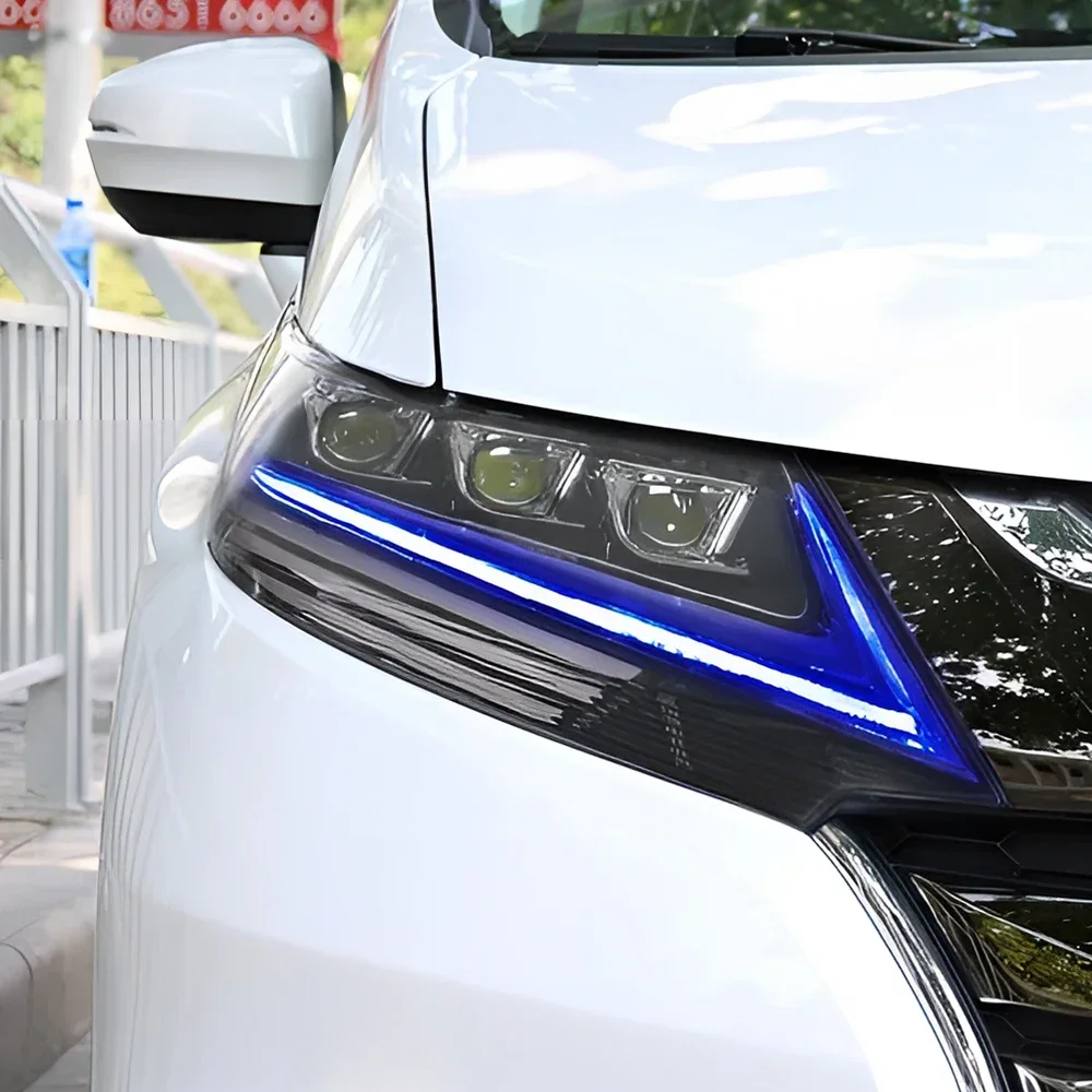 혼다 오디세이 2015-2021 LED 자동차 헤드라이트 업그레이드 3 프로젝터 렌즈 액세서리 용 다이나믹 스 트리머 자동차 전면 램프 어셈블리