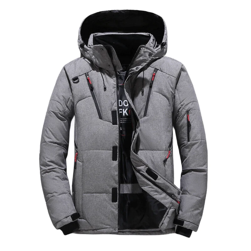 UETEEY Winter Hooded White Duck Down Jackets For Men Windbreaker Camping Hiking Outdoor Ski Thick Puffer Windproof Male Coats