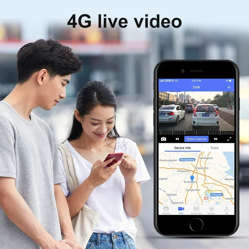 4G Sim Car Dashcam 1080P Mini Smart 3 Channel Dash Camera with Front and Rear Lenses GPS and WiFi  ADAS DMS fleet management