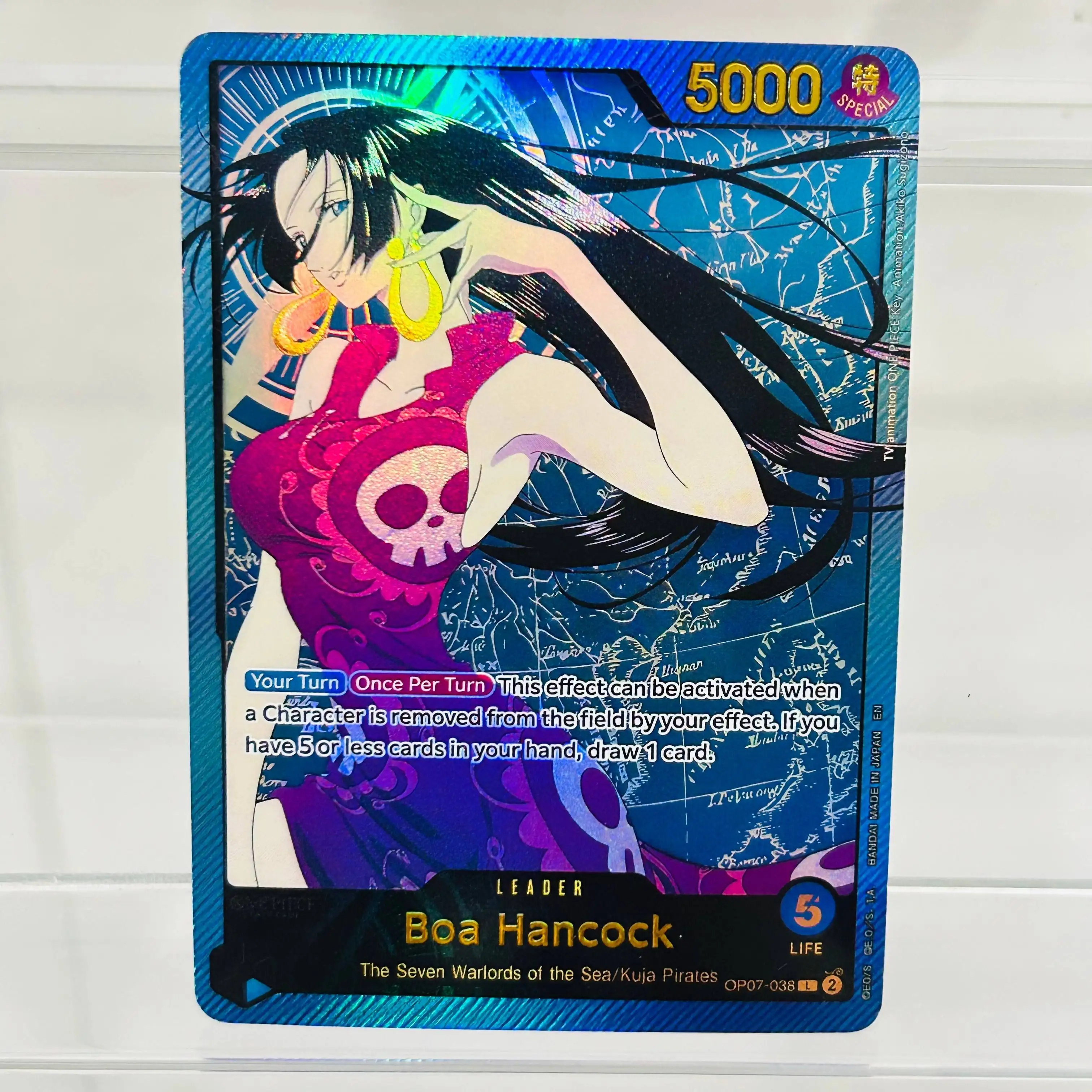 One Piece Boa Hancock OP07-038 English DIY Card with Holographic Texture, Perfect Condition Premium Anime Collection Card