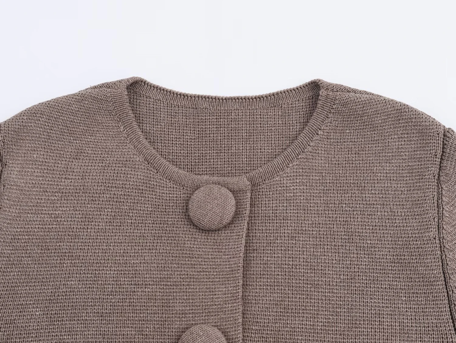 2025 Autumn New Women's Clothing Bag Cloth Big Button Girls' Style Knitted Shirt Brown Short Coat