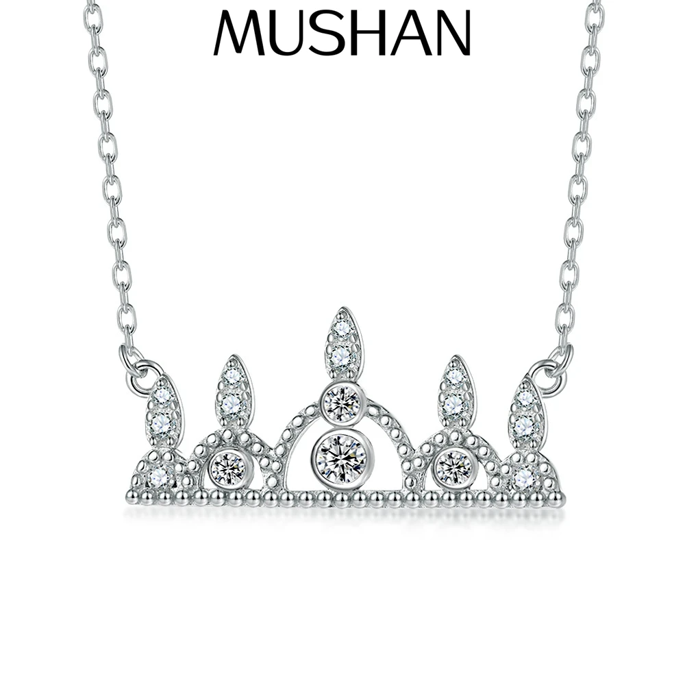 

MuShan Brand Jewelry 925 Sterling Silver Necklace Zircon 7A Halo Romantic for Girls 18K Rose Gold Plated Premium Jewelry Pendant