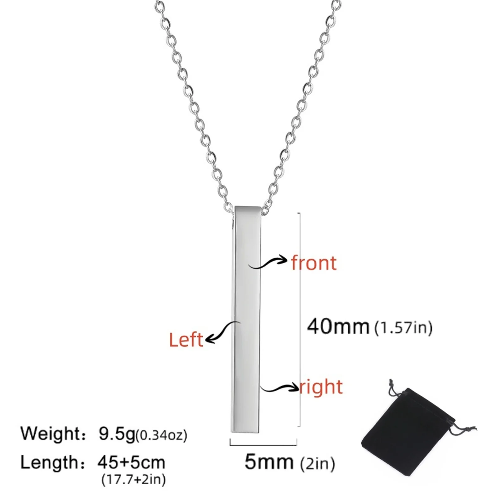 Customized Multi-Sided Engraved Necklace for Couples