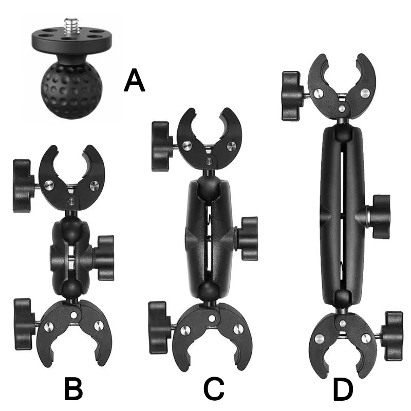 AliExpress Motorcycle Bicycle Double Clip Crab Clamp Bracket Camera Selfie Stick Monopod Mount Handlebar Stand for Insta360 X4 for GoPro 13