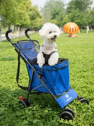 Wózek dla zwierząt Pies Kot Teddy Go Out Mały i średni przenośny wielofunkcyjny składany prosty wózek podróżny na zakupy na świeżym powietrzu