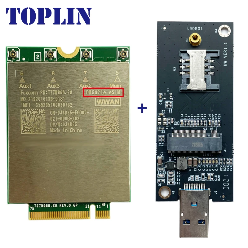 T77W968 DW5821e-eSIM X20 LTE Cat16 1Gbps FDD-LTE TDD-LTE 4G Module For Dell 5420 5424 7424 7400 7210 Laptop