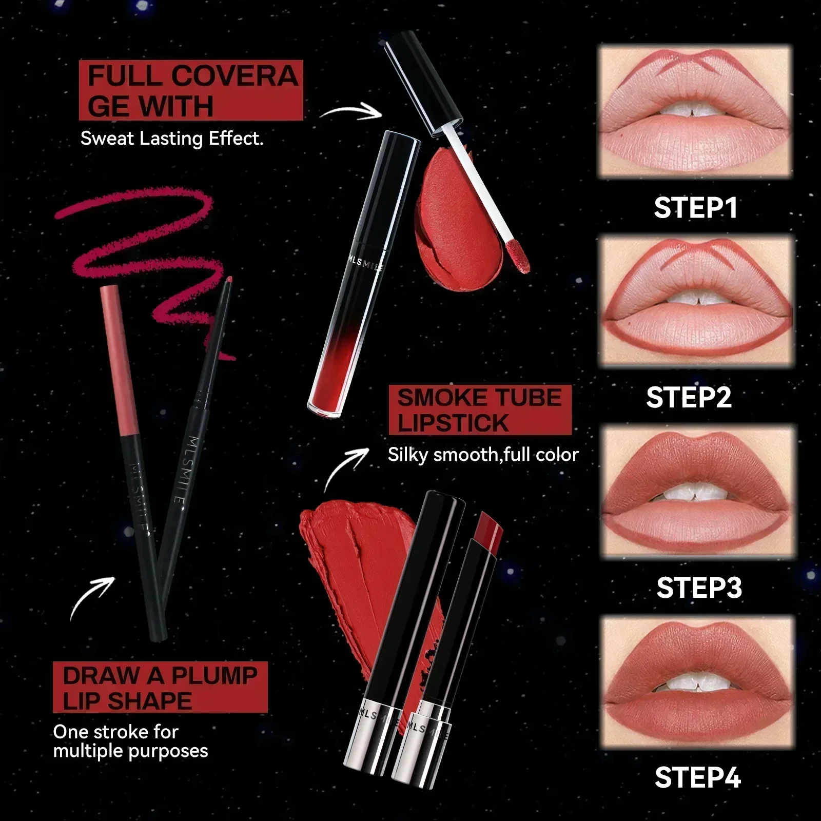 MLSMILE 5 قطعة مجموعة أحمر الشفاه السائل مقاوم للماء طويل الأمد غير عصا حريري ناعم الملمس سهلة التطبيق الشفاه ماكياج مجموعة هدية صندوق #2