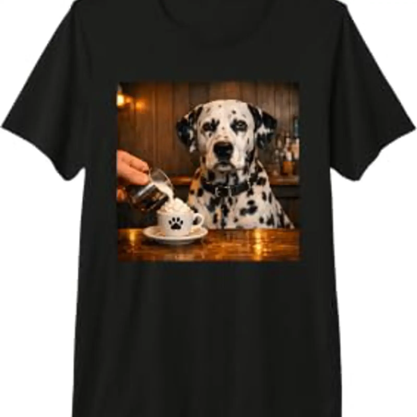 Mignon Dalmatien pour Chiens Buvant Puppuccino Dog Cup Meme Art T Shirt Haut de Gamme vintage Washed Soft streetwear Slightly