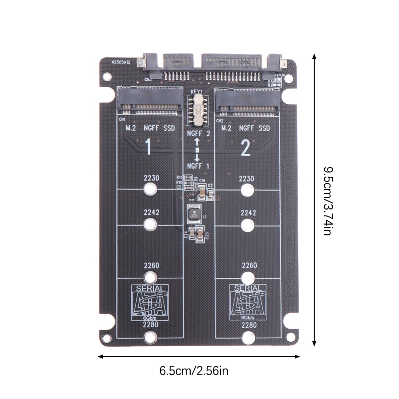 Переходник с 2 мундштуками NGFF SSD M.2 на 2,5 SATA с последовательным портом, конвертер карт с двойным лотком, кабель USB для ноутбука, ограничение скорости 6 Гбит/с