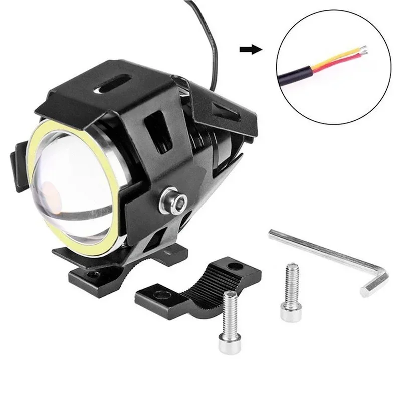 Super Bright LED Motorcycle Headlight Work Light Angel Eye Headlamp Fog Spotlights Driving Lamp with ON/OFF Switch