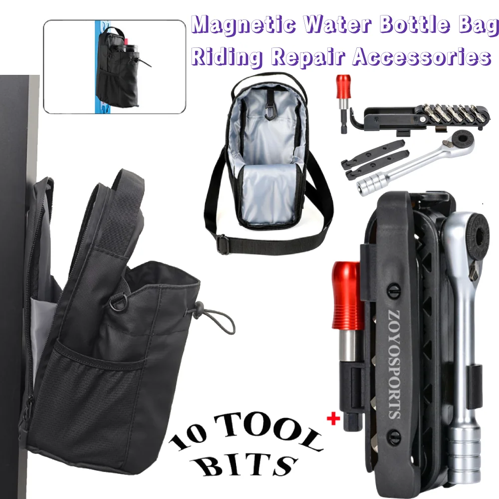 

Magnetic Water Bottle Bag Crossbody Water Bottle Pouch Phone Holder Ratchet Wrench Repair Tools Set