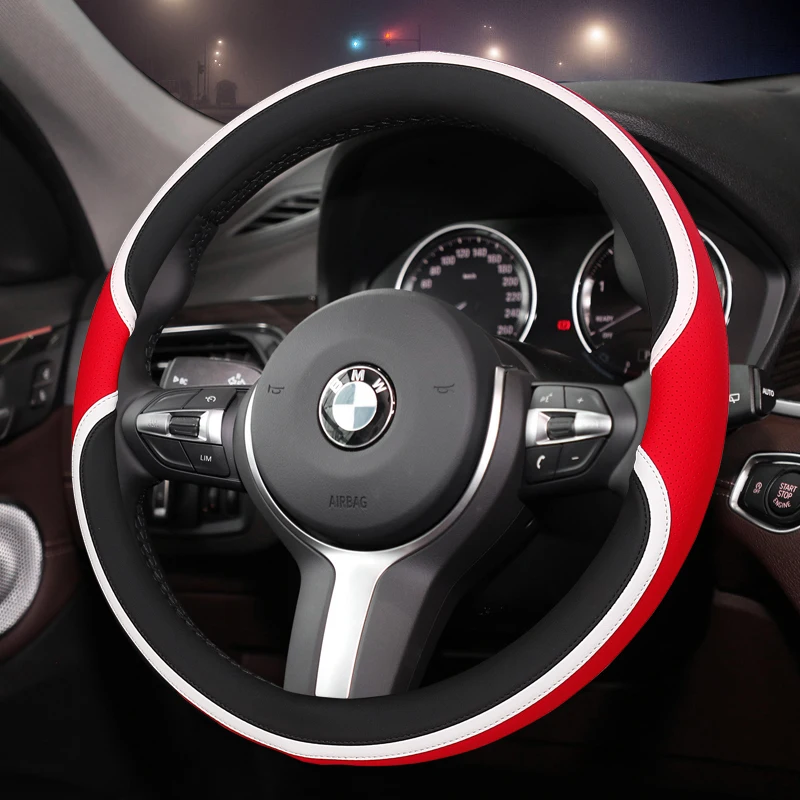 Universal Car Steering Wheel Cover for BMW 1 Series 3 5 Series 320li 325i 530li 535i Car Accessories Protection Genuine Leather