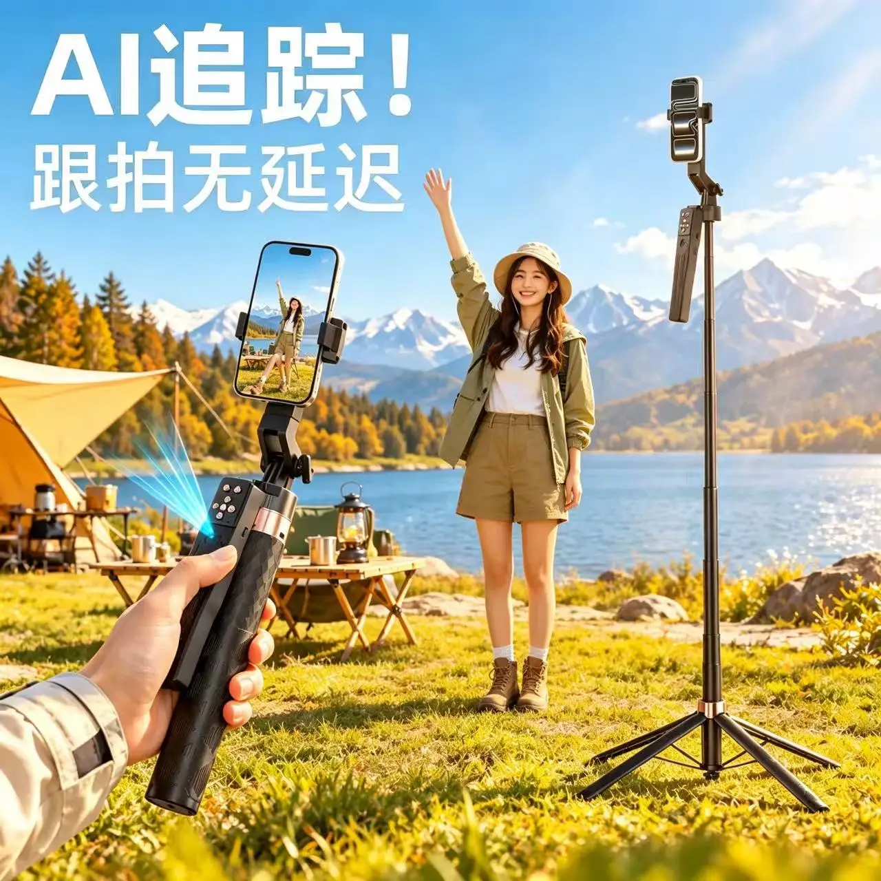 2026 new AI gimbal 360 ° automatic follow-up portable selfie artifact camera holder mobile phone selfie stick
