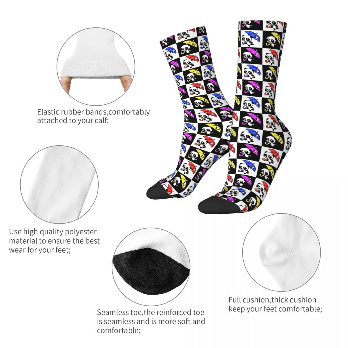 Colorful Panda Surface Pattern Socks Men Women Polyester Casual Socks Spring Summer Autumn Winter Middle Tube Stockings Gifts