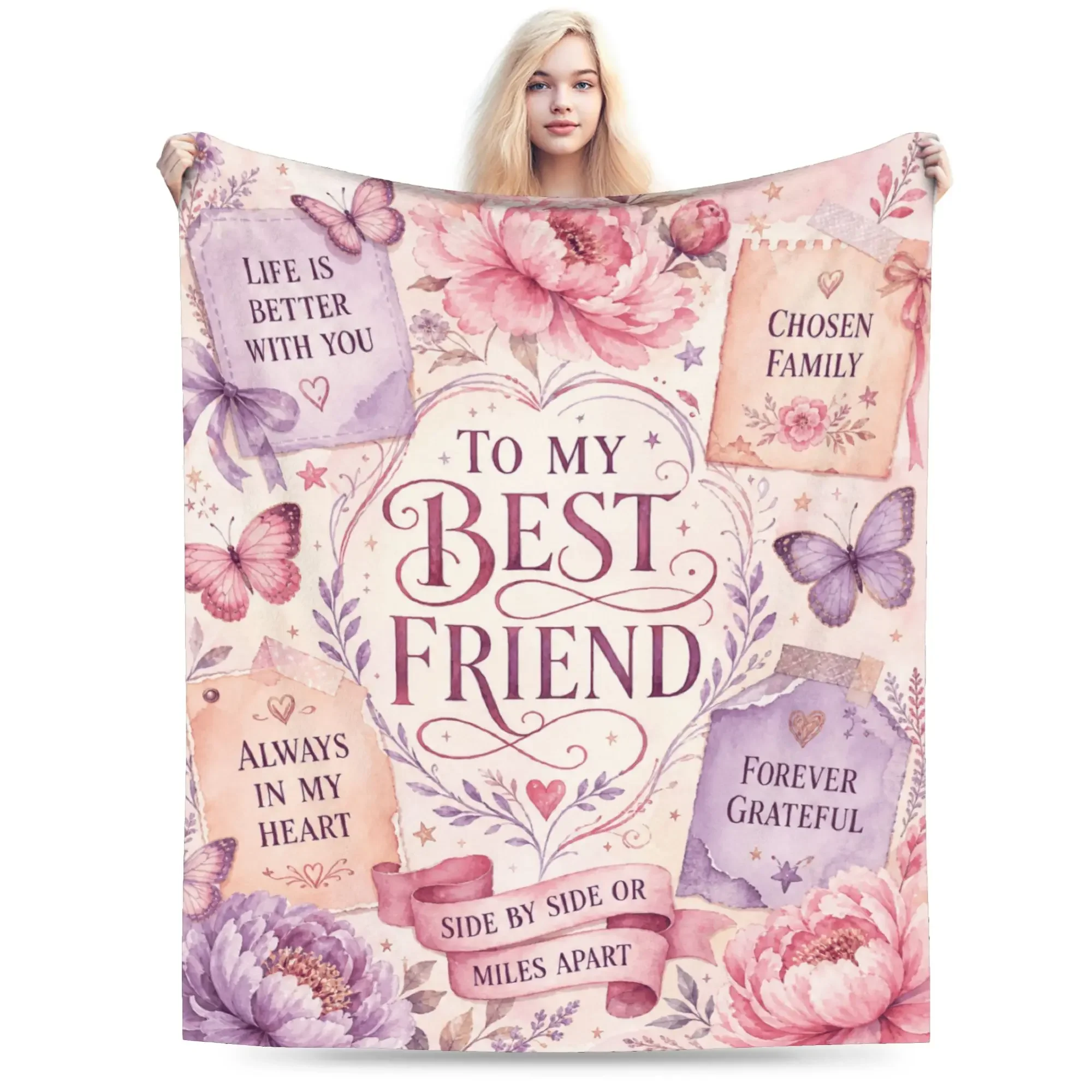 Best Friend Gift for Women Floral Friendship Blanket Birthday Gifts for Bestie Throw Blanket Farewell Present For Besties Woman