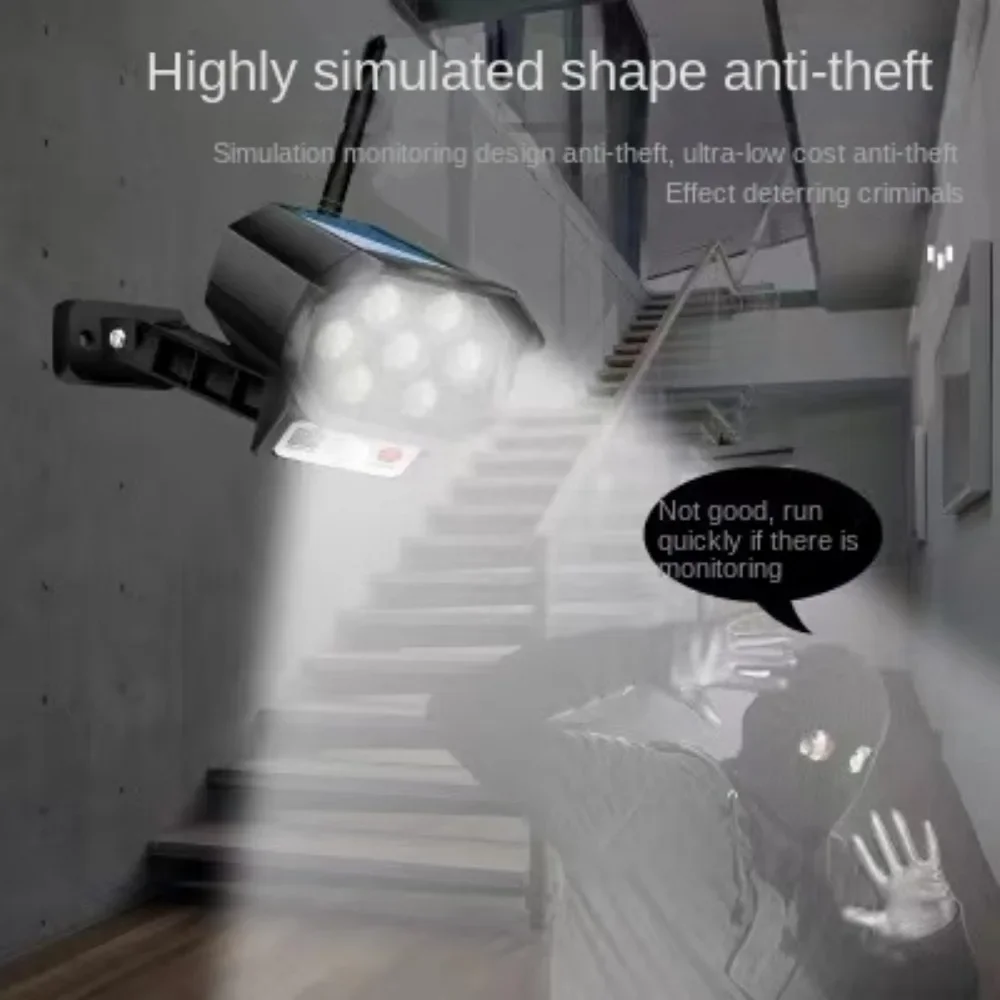 Outdoor Waterproof Solar Sensor Light Simulation Surveillance Camera LED Garden Light Outdoor Wall Lights with Remote