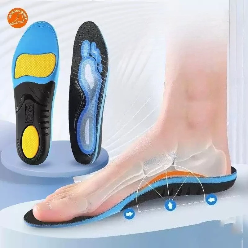 1 Pair EVA Orthotic Shoe Insoles Arch Support Shock Absorption Shoe Insert Flat Foot Pads for Plantar Fasciitis Pain Relief