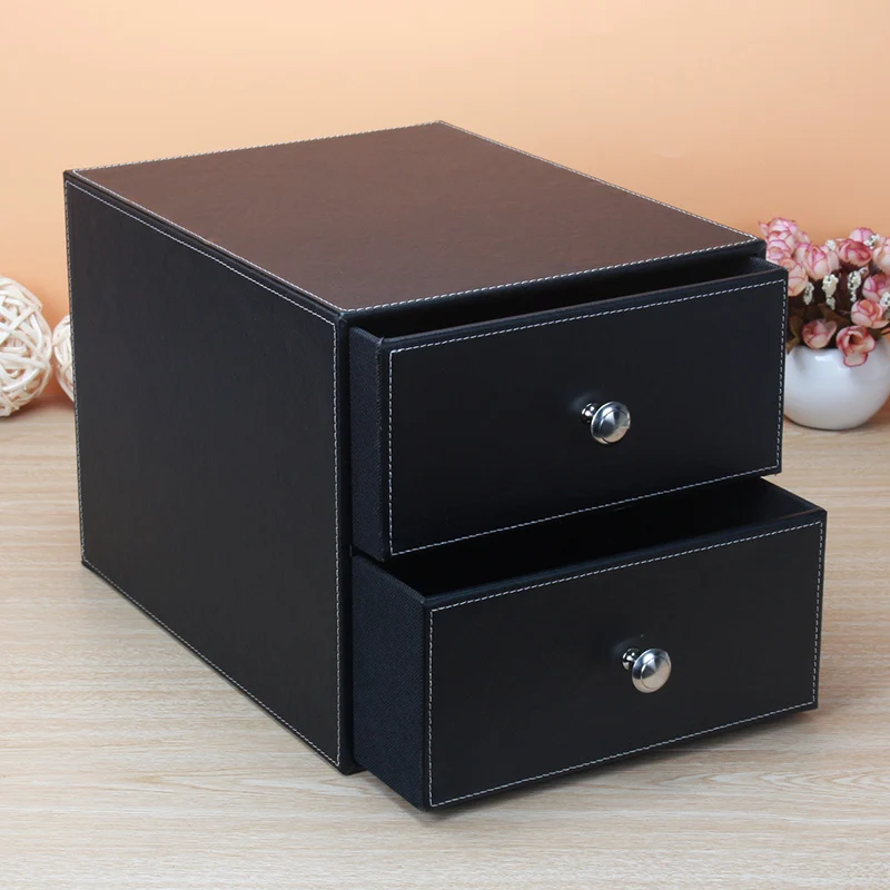 

Liran leather desktop multi-function, office storage cabinet drawer type, cosmetic storage box sorting cabinet