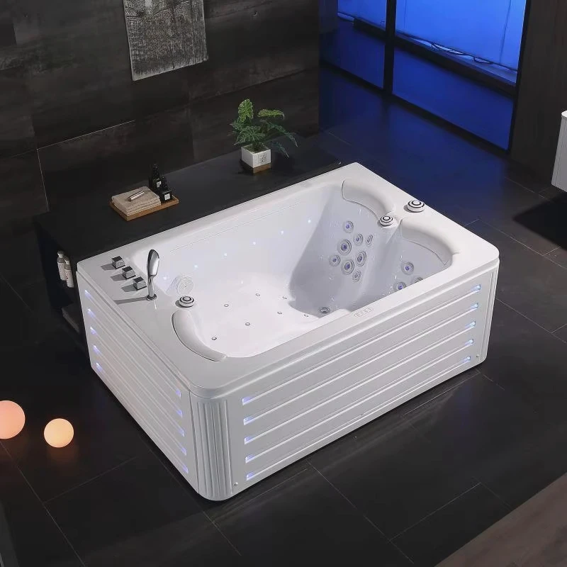 /2-3 Person House Couples Black Bathtub Adults Villas Rich 1.92m /Luxury Indoor Acrylic Hydro Stainless Steel Jets Massage