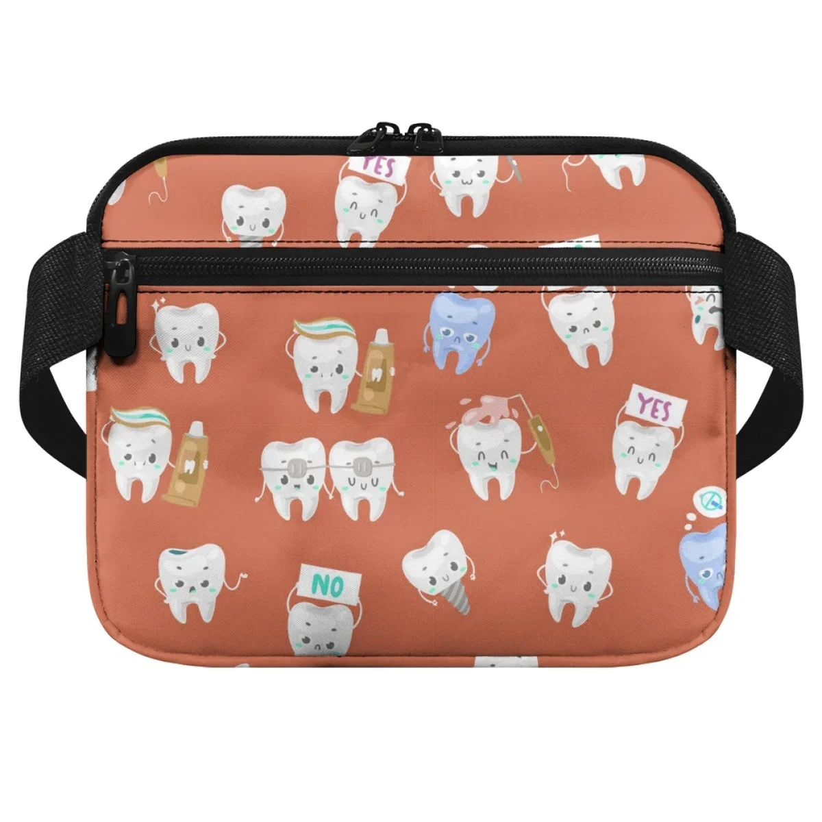 Bolsa médica con diseño de dientes de dibujos animados Kawaii para mujer, riñonera informal con múltiples bolsillos, riñonera para enfermera, bolsa organizadora para mujer