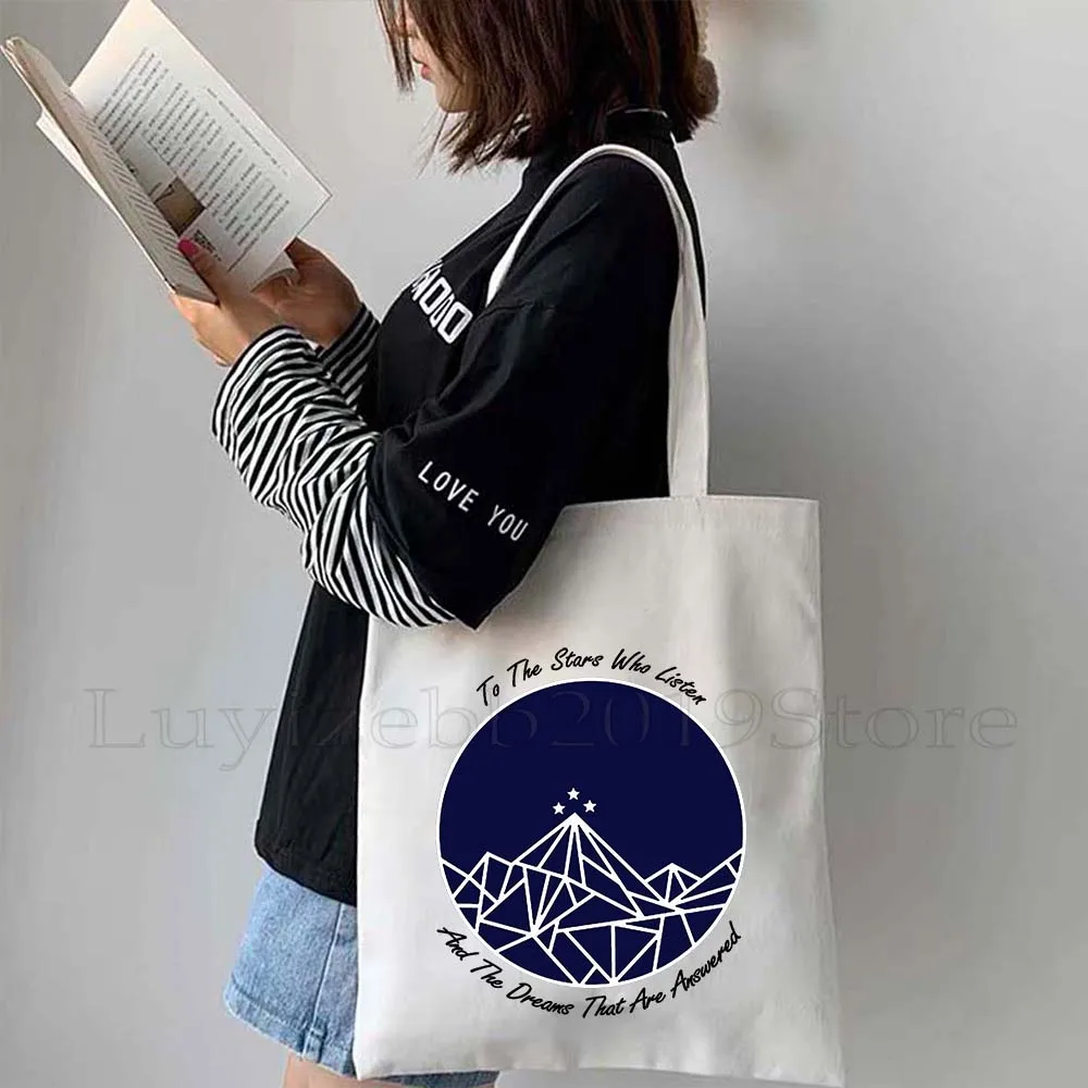 محكمة الضباب والغضب الشوك والورود نجوم السماء نيستا كاسيان فير المحكمة الليلية سارة ماس كتب قماش حمل حقيبة يد صديقة للبيئة