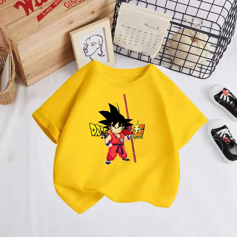 Girl Clothes 2024 Summer 2 to 12 Year Children\'s Clothing Goku Dragonball Boys Couple T-shirt Top Mother Kids