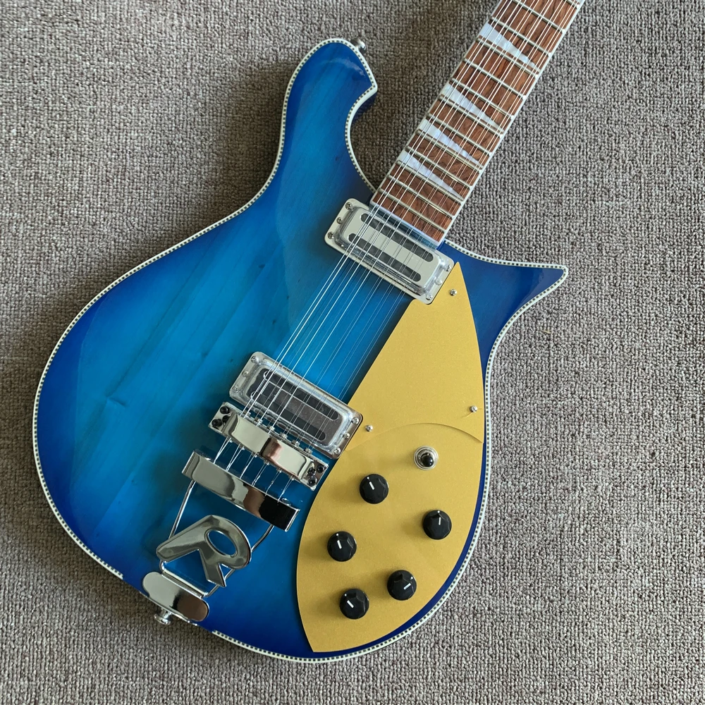 blue color 12 strings rickenback electric guitar half hollow body Roger limit 12-string ricken guitarra