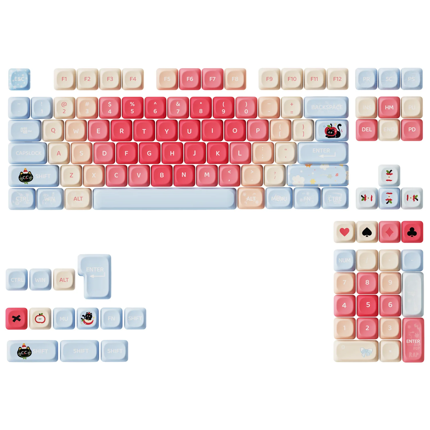 Apple Kitty Keycaps 121 Keys PBT Material MOA Profile DYE-SUB For MX Switch Wooting Mechanical Keyboard Keycaps ISO ANSI Layout view 4