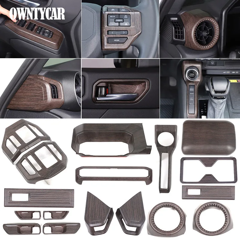 For Toyota Land Cruiser Prado 250 LC250 2024 ABS Oak Wood Grain Door Handle Steering Wheel Air Outlet Cover Trim Accessories