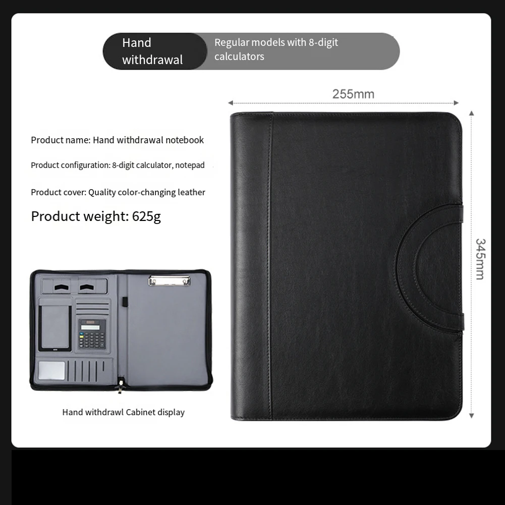 

Multi-purpose A4 Leather Conference Folder Calculator Binder Conference File Pad Folder With Phone Holder Document Organizer