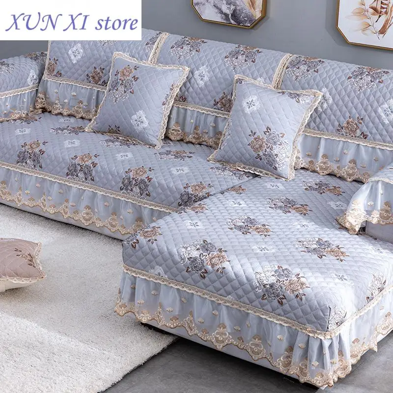 

New Sofa Covers for Living Room Sectional Slipcover Luxury Lace Decor Corner Sofa Cover Towel Home Furniture Protector Case