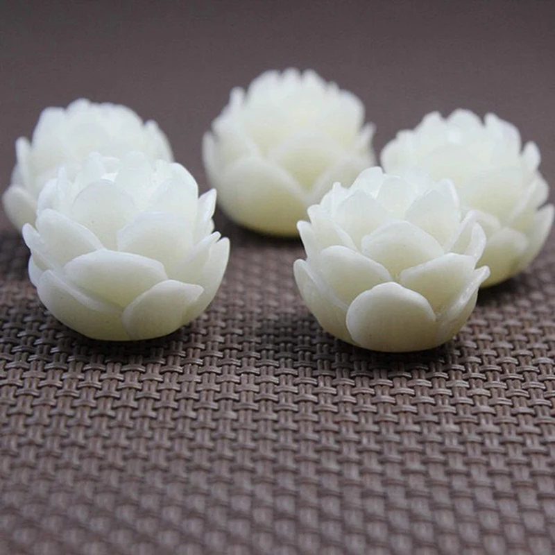 1PC 20mm Manual Carved Lotus Shape Loose Beads DIY Charm Jewelry Flower Spacer Beads