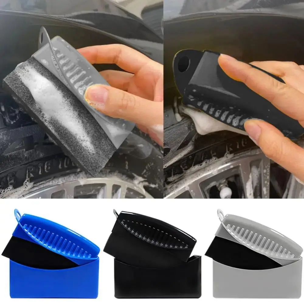 Car Wheel Polishing Waxing Sponge Brush With Cover ABS Washing Cleaning Tire Contour Dressing Applicator Pads Detail Accessories